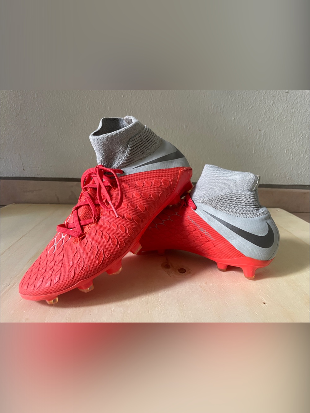 Nike Kids Red and Gray Soccer Cleats with Ankle Sock